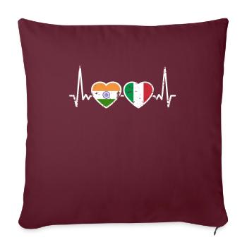 Inde Italie Vintage Heartbeat Flag Indien - Housse de coussin décorative 45 x 45 cm - bordeaux - Devant
