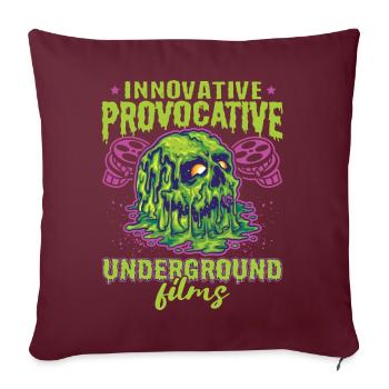 Film underground, Cinéma indépendant, Horreur - Housse de coussin décorative 45 x 45 cm - bordeaux - Devant