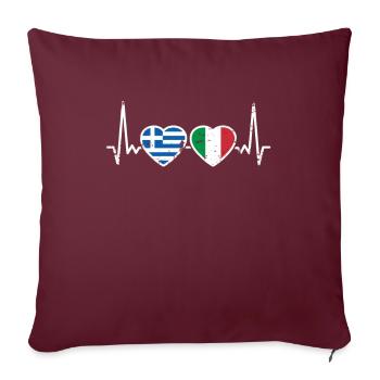 Grèce Italie Vintage Heartbeat Drapeau - Housse de coussin décorative 45 x 45 cm - bordeaux - Devant