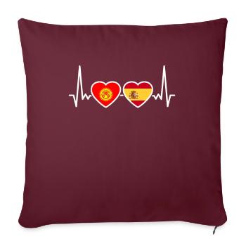 Kirghizistan Espagne Heartbeat Flag Kirghize - Housse de coussin décorative 45 x 45 cm - bordeaux - Devant