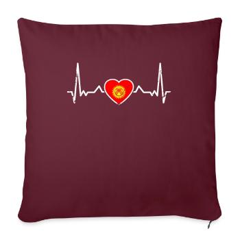 Kirghizistan Vintage Heartbeat Drapeau Kirghize - Housse de coussin décorative 45 x 45 cm - bordeaux - Devant