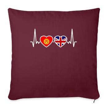 Kirghizistan Drapeau de battement de cœur du Royaume-Uni Kirghize - Housse de coussin décorative 45 x 45 cm - bordeaux - Devant