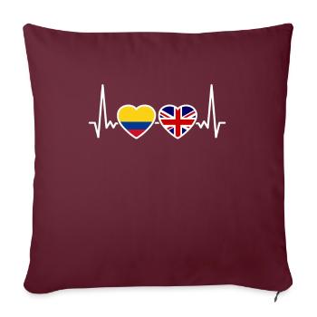 Colombie Royaume-Uni Heartbeat Flag Colombien - Housse de coussin décorative 45 x 45 cm - bordeaux - Devant
