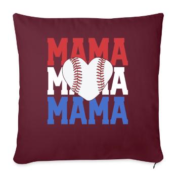 Baseball Mama Chemise Vintage Rétro Américain - Housse de coussin décorative 45 x 45 cm - bordeaux - Devant