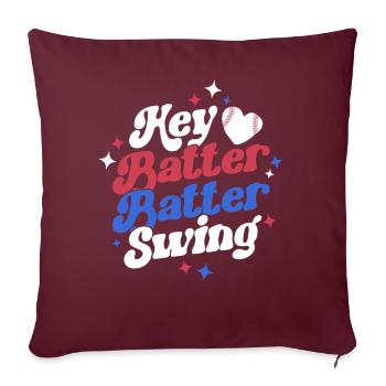 Hey Batter Batter Swing Baller Player Retro - Sofakissenbezug 45 x 45 cm - Burgunderrot - Vorne