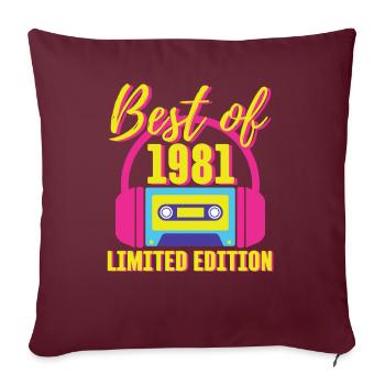 42. Geburtstag Best of 1981 Kassette Retro 80er Jahre - Sofakissenbezug 45 x 45 cm - Burgunderrot - Vorne
