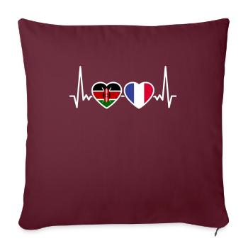 Kenya France Heartbeat Flag Kenyan - Housse de coussin décorative 45 x 45 cm - bordeaux - Devant