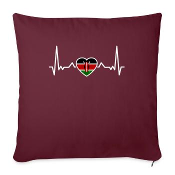 Kenya Heartbeat Drapeau kenyan Kenyan - Housse de coussin décorative 45 x 45 cm - bordeaux - Devant