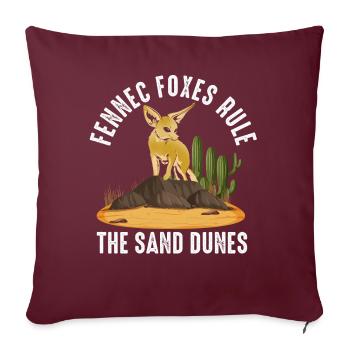 Les renards fennecs règnent sur les dunes de sable - Housse de coussin décorative 45 x 45 cm - bordeaux - Devant