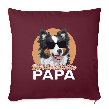 Border Collie Papa - Housse de coussin décorative 45 x 45 cm - bordeaux - Devant