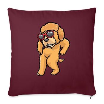 Chien Goldendoodle dansant avec des lunettes de soleil - Housse de coussin décorative 45 x 45 cm - bordeaux - Devant