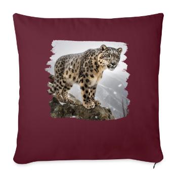 Léopard des neiges Léopard des neiges - Housse de coussin décorative 45 x 45 cm - bordeaux - Devant