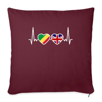 Congo Drapeau de battement de cœur britannique - Housse de coussin décorative 45 x 45 cm - bordeaux - Devant