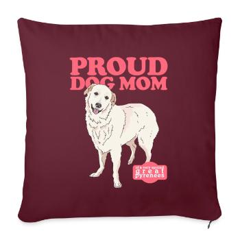 Maman Bouvier des Pyrénées | Cadeau du propriétaire de chien - Housse de coussin décorative 45 x 45 cm - bordeaux - Devant