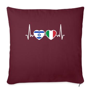 Israël Italie Heartbeat Flag israélien - Housse de coussin décorative 45 x 45 cm - bordeaux - Devant