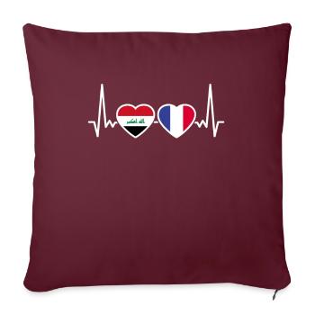 Irak France Heartbeat Flag Irakiens - Housse de coussin décorative 45 x 45 cm - bordeaux - Devant