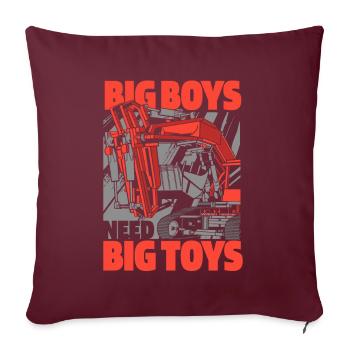 Big Boys Need Big Toys Raupenbagger Excavator - Sofakissenbezug 45 x 45 cm - Burgunderrot - Vorne