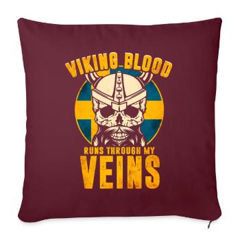 Le sang viking coule dans mes veines - Suède - Housse de coussin décorative 45 x 45 cm - bordeaux - Devant
