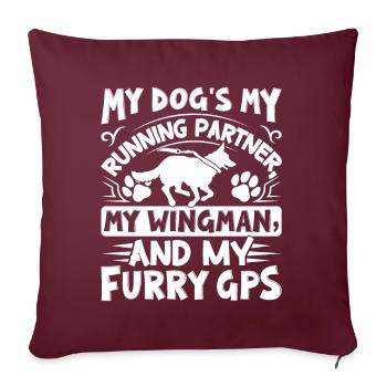 Chien de course Canicross Design - Housse de coussin décorative 45 x 45 cm - bordeaux - Devant