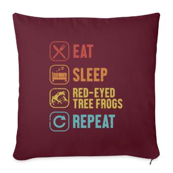 Manger Dormir Rainettes aux yeux rouges Répéter Pet Yeux rouges - Housse de coussin décorative 45 x 45 cm - bordeaux - Devant