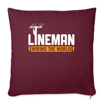 Un monteur de lignes câblait l’électricien mondial - Housse de coussin décorative 45 x 45 cm - bordeaux - Devant