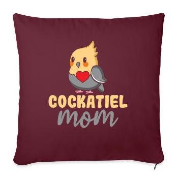 Cockatiel Mom - Amoureux des oiseaux cockatiel - Housse de coussin décorative 45 x 45 cm - bordeaux - Devant