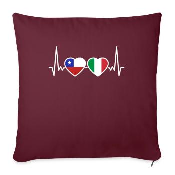 Chile Italien Herzschlag Flagge Chilene - Sofakissenbezug 45 x 45 cm - Burgunderrot - Vorne