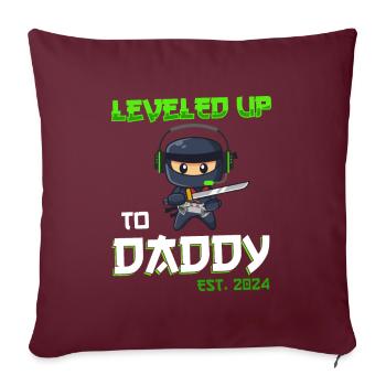 Nivelé jusqu’à papa 2024 - Housse de coussin décorative 45 x 45 cm - bordeaux - Devant