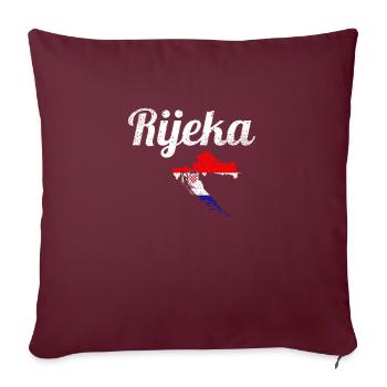 Rijeka Vintage Carte Croatie Drapeau croate - Housse de coussin décorative 45 x 45 cm - bordeaux - Devant