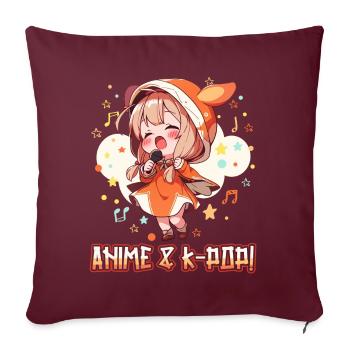 Anime et K-pop Musique pop coréenne Kpop - Housse de coussin décorative 45 x 45 cm - bordeaux - Devant