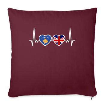Kosovo UK Herzschlag Flagge Britischer Kosovar - Sofakissenbezug 45 x 45 cm - Burgunderrot - Vorne