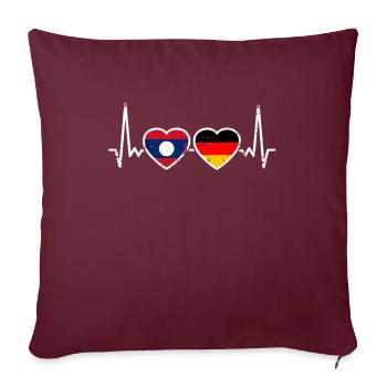 Laos Deutschland Vintage Herzschlag Flagge Laote - Sofakissenbezug 45 x 45 cm - Burgunderrot - Vorne