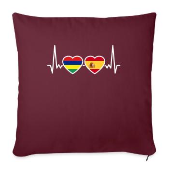 Maurice Espagne Heartbeat Flag Mauricien - Housse de coussin décorative 45 x 45 cm - bordeaux - Devant