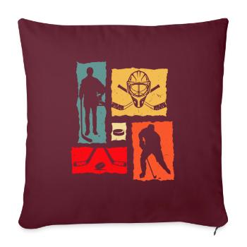 Hockey sur glace Rétro - Housse de coussin décorative 45 x 45 cm - bordeaux - Devant