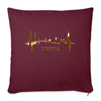 Lissabon Skyline Herzschlag Portugal I Love Lisboa - Sofakissenbezug 45 x 45 cm - Burgunderrot - Vorne