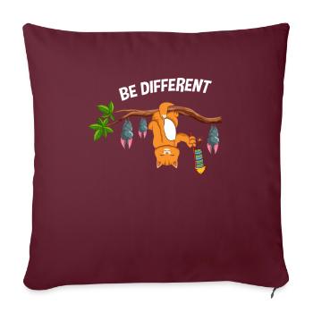 Soyez différent Chat avec les chauves-souris - Housse de coussin décorative 45 x 45 cm - bordeaux - Devant