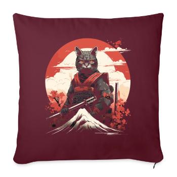 Ancient Japan Warrior Ninja Cat | Samurai Kitty - Sofakissenbezug 45 x 45 cm - Burgunderrot - Vorne
