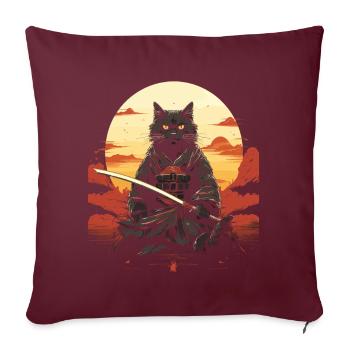 Épée de samouraï Ninja Cat | Meow Warrior - Housse de coussin décorative 45 x 45 cm - bordeaux - Devant