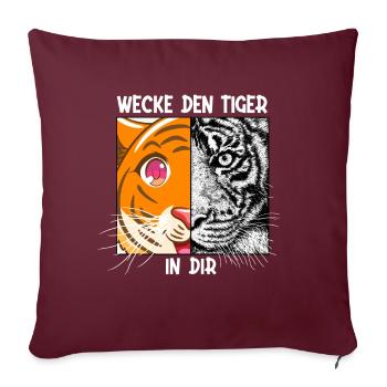 Réveillez le tigre en vous Wildcat Big Cat - Housse de coussin décorative 45 x 45 cm - bordeaux - Devant