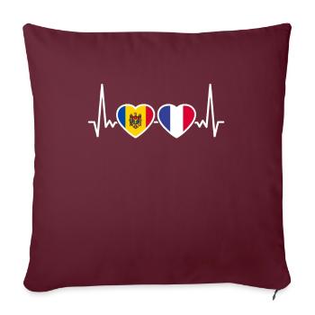 Moldavie France Heartbeat Flag Moldavie - Housse de coussin décorative 45 x 45 cm - bordeaux - Devant