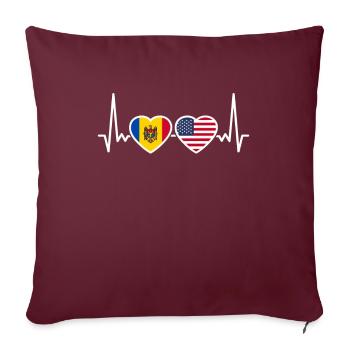 Moldavie États-Unis Heartbeat Flag Moldave - Housse de coussin décorative 45 x 45 cm - bordeaux - Devant