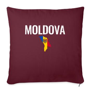 Vltava Vintage Carte Drapeau moldave Moldave - Housse de coussin décorative 45 x 45 cm - bordeaux - Devant