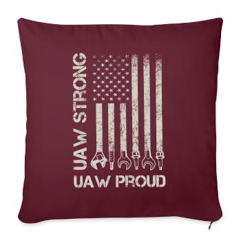UAW Stark UAW Stolz auf die Gewerkschaft UAW-Arbeiter - Sofakissenbezug 45 x 45 cm - Burgunderrot - Vorne