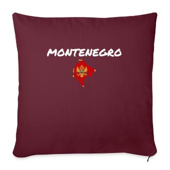 Monténégro Carte Vintage Drapeau Monténégrin - Housse de coussin décorative 45 x 45 cm - bordeaux - Devant