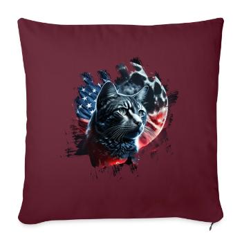 America cat under Moon with American Flag - Sofakissenbezug 45 x 45 cm - Burgunderrot - Vorne
