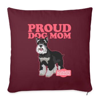 Maman Schnauzer miniature | Schnauzer Dog Mom Cadeau - Housse de coussin décorative 45 x 45 cm - bordeaux - Devant