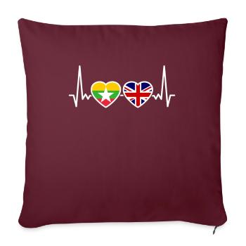 Myanmar Drapeau de battement de cœur britannique Myanmar britannique - Housse de coussin décorative 45 x 45 cm - bordeaux - Devant