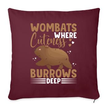 La gentillesse des wombats creuse profondément, - Housse de coussin décorative 45 x 45 cm - bordeaux - Devant