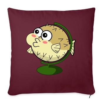 Drôle de poisson-globe - Housse de coussin décorative 45 x 45 cm - bordeaux - Devant