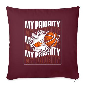 My Priority Basketballer Basketballkorb Basketball - Sofakissenbezug 45 x 45 cm - Burgunderrot - Vorne